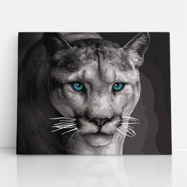 kék szemű számfestő szemből