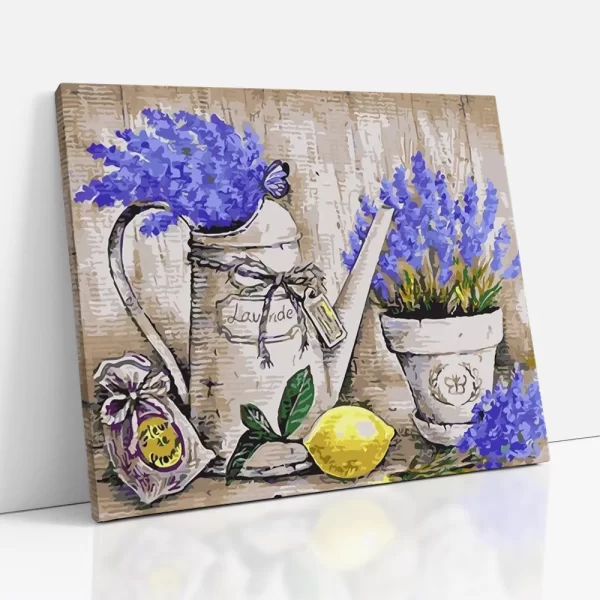 levendulás csendélet számfestő oldalról