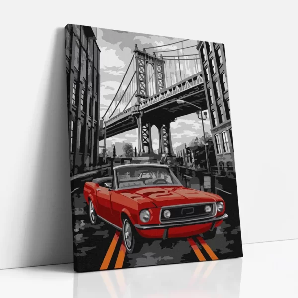 piros cabrio számfestő oldalról