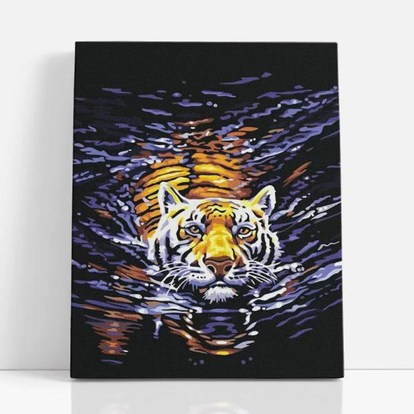 uszó tigris számfestő szemből